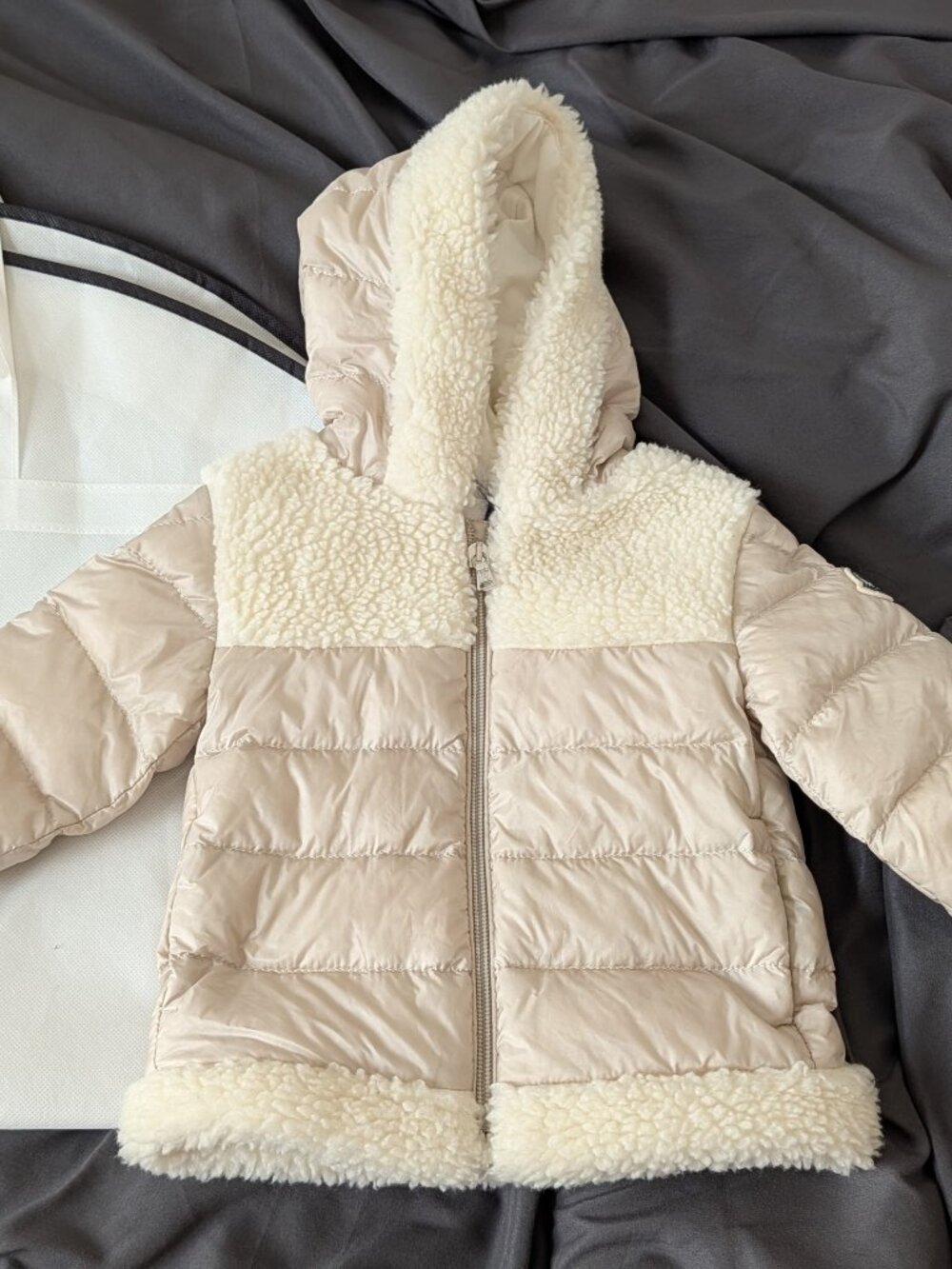 Moncler Enfant Dofi Nylon & Faux Shearling Down Jacket (12/18M)